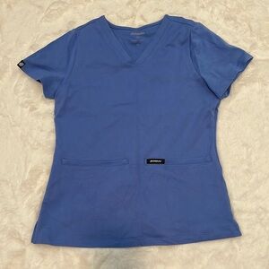 NWOT JAANNU XS Ceil Blue Cesi Slim Scrub Top